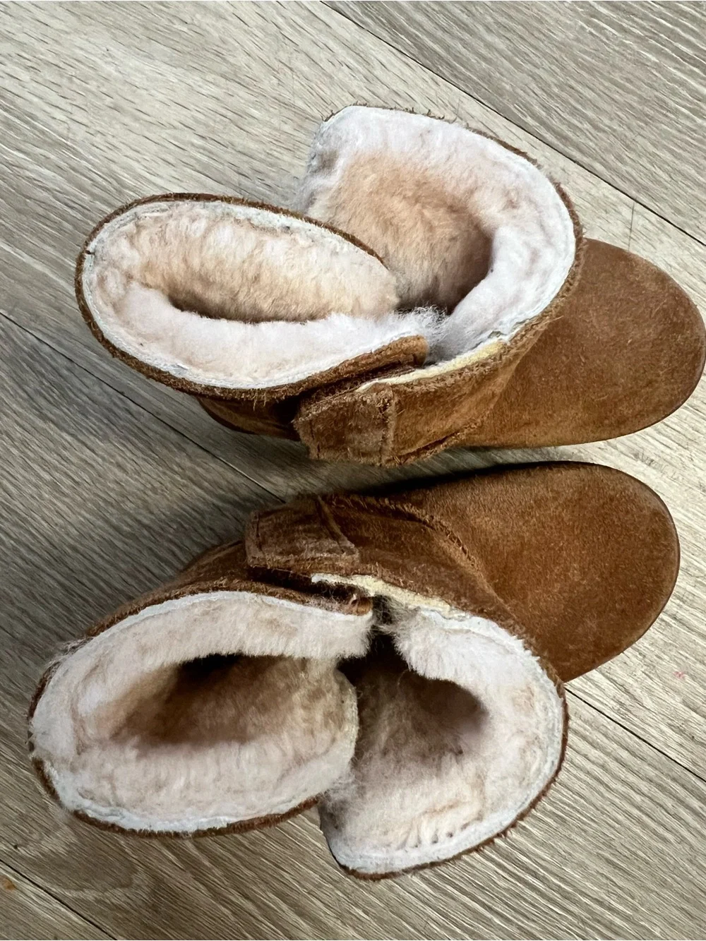 UGG Kids Chestnut Brown Suede Shearling Booties